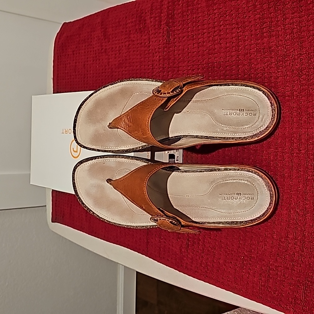 Rockport sandals, brown leather, size 10 - Picture 2 of 4